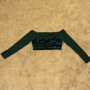 Green Off-Shoulder Long Sleeve Top